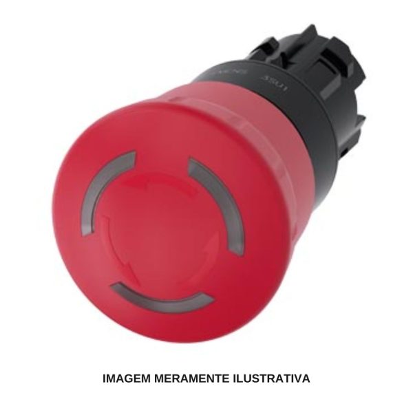 BOTÃO FRONTAL EMERGÊNCIA 40MM PLAS ILU ROT DES SIEMENS REF: 3SU1001-1HB20-0AA0